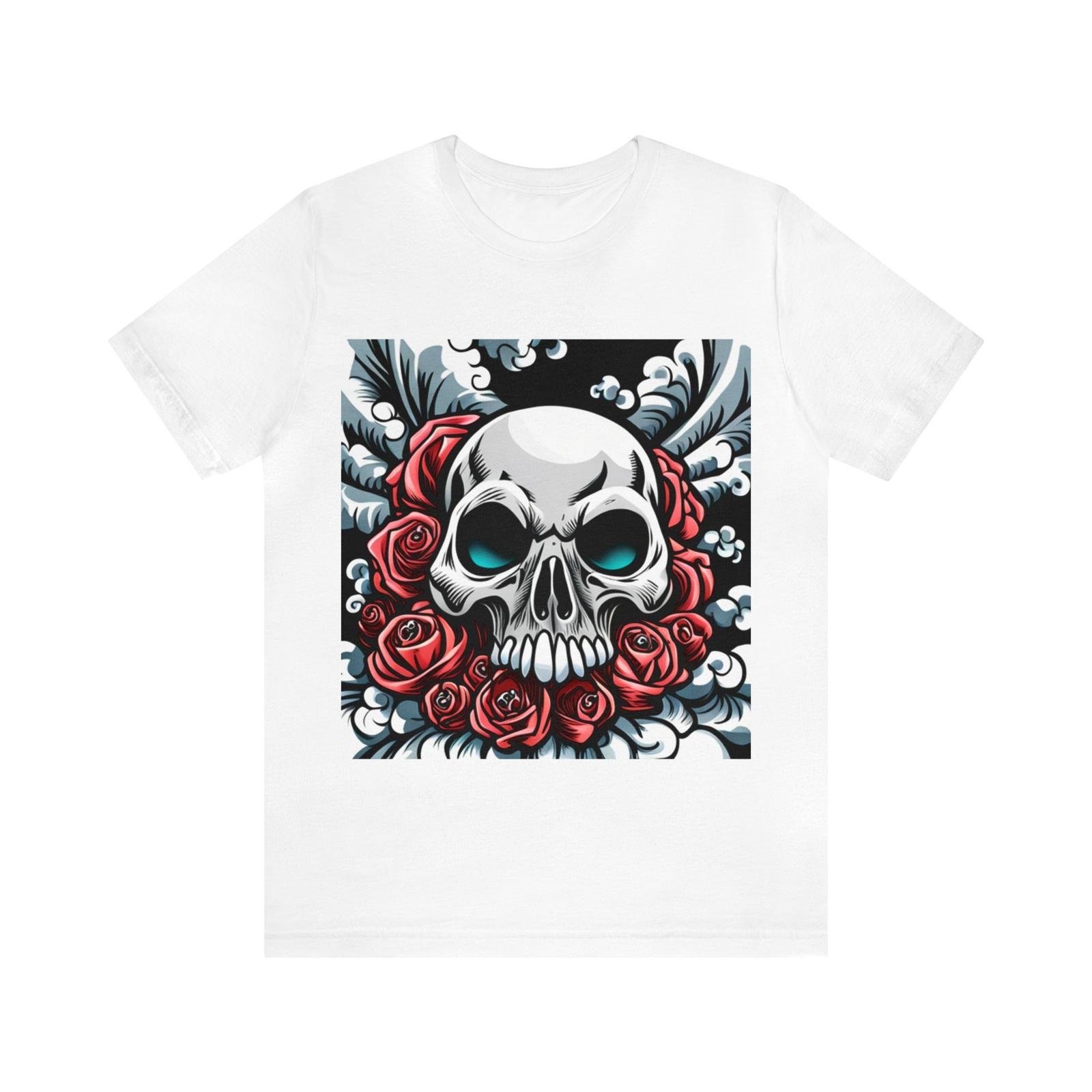 Red Floral Skull R - Unisex Jersey Short Sleeve Tee S