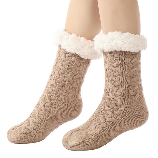 1 Pair Cashmere Socks Slipper Socks with Non-Slip Dots Winter Thick Home Sleep Socks for Women And Elderly