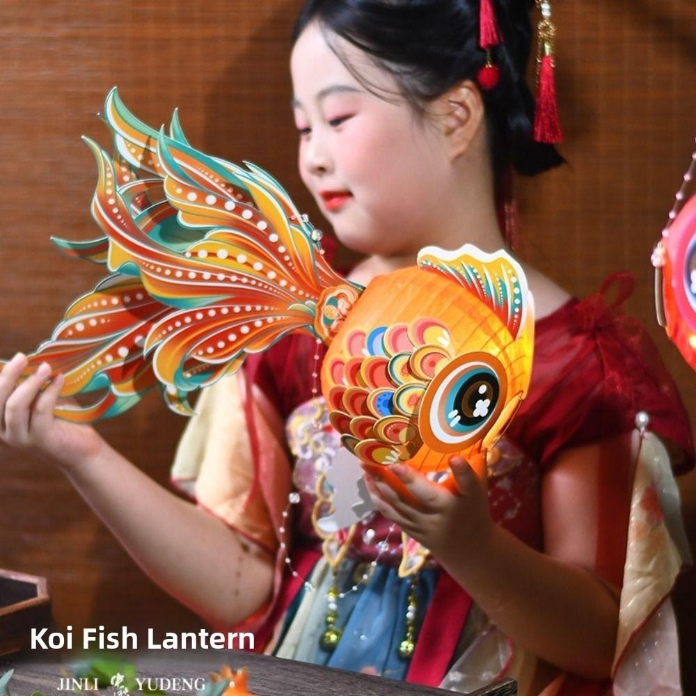 Hand Made Goldfish Lantern DIY Glowing Handheld Lantern Middle Autumn Festival Lantern  for Kids
