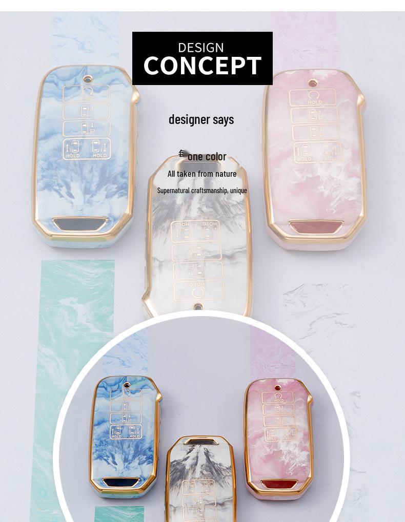 Gold-Inlaid Jade Key Case for Kia 22 Models: Anti-Drop, Stylish for Men & Women