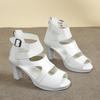 Cutout Fish Mouth Sandals Summer New Round Toe Open Toe Rear Zipper Platform Waterproof Non-Slip Heels