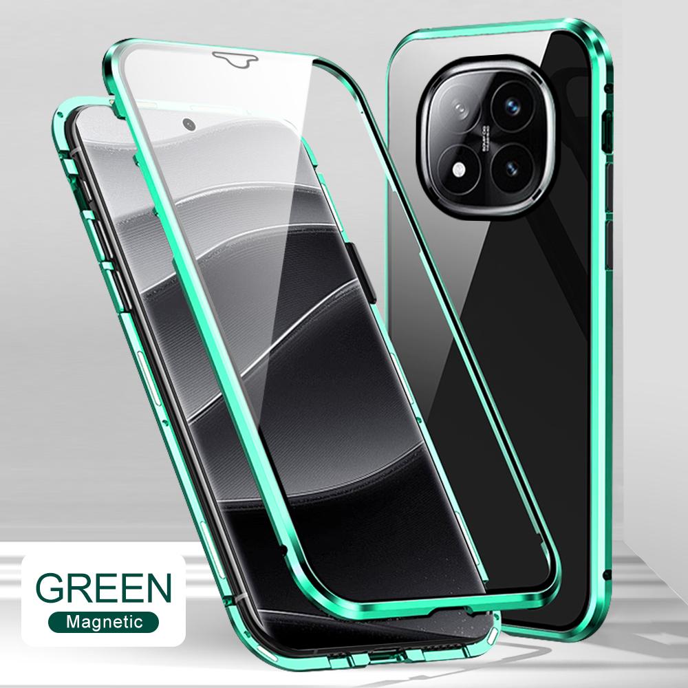 Dwustronne przezroczyste szkło hartowane magnetyczne etui z klapką do Redmi Note 15 Pro Plus 14 Pro Poco M8 Pro Metalowa rama odporna na wstrząsy osłona