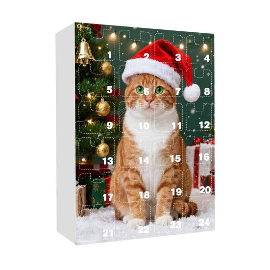 2025 Christmas Advent Calendar with Cat Ornaments 24-Day Countdown Box Unique Christmas Gift for Kids