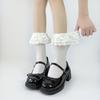 Lolita Rose Lace Mid-Calf Socks for Women lolita Lace bow in Japanese style jk White calf socks for spring and autumn
