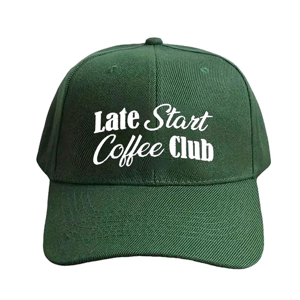 Late Start Coffee Club Papa Caps Sommer Erwachsenen Baseballkappe Verstellbar mit Gebogenem Schirm Schnabelkappe Schutz Sonnenhüte