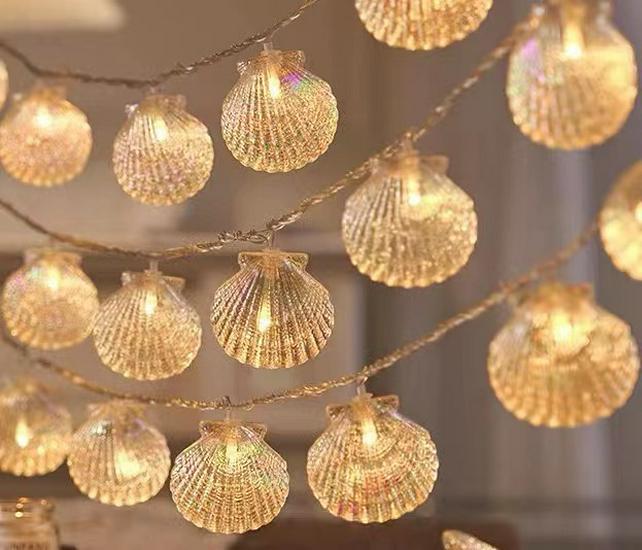Colorful LED Seashell String Lights – Electroplated for Indoor Holiday or Dorm Decor