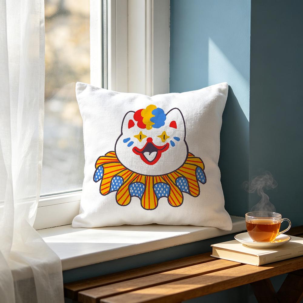 CColorful Clown Cat Kids Cartoon Cushion Cover Cushion Cover Set Pcs x x x Pillowcase Decorative Sofa Home Decor