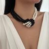 Collana di Perle Multistrato per Donna con Design Geometrico Gioielli Artistici Fatti a Mano
