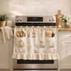 Modern Farmhouse Kitchen Oven Skirt Ribbon Ties and Ruffled Trim Kitchen Dishwasher Hidden Curtains with Adjustable Lace
