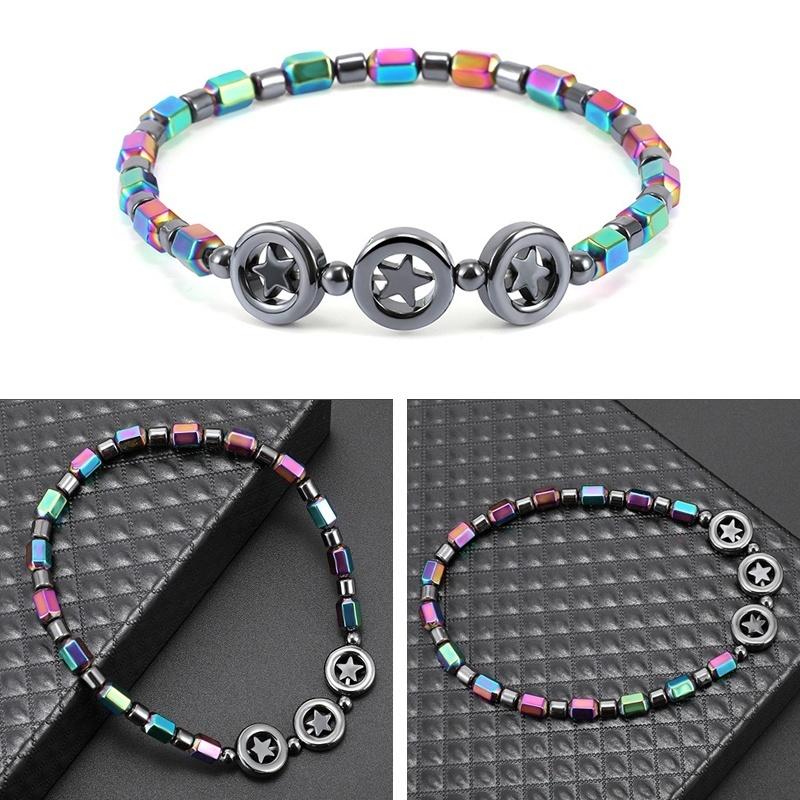 Kolorowe hematytowe magnesy energetyczne bransoletka Anklet kobiety kolorowy kamień terapia magnetyczna bransoletka opieki zdrowotnej urok biżuterii