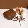 New oil wax leather retro women's bag, high-end portable cosmetics storage bag, large-capacity bag, travel toilet bag.