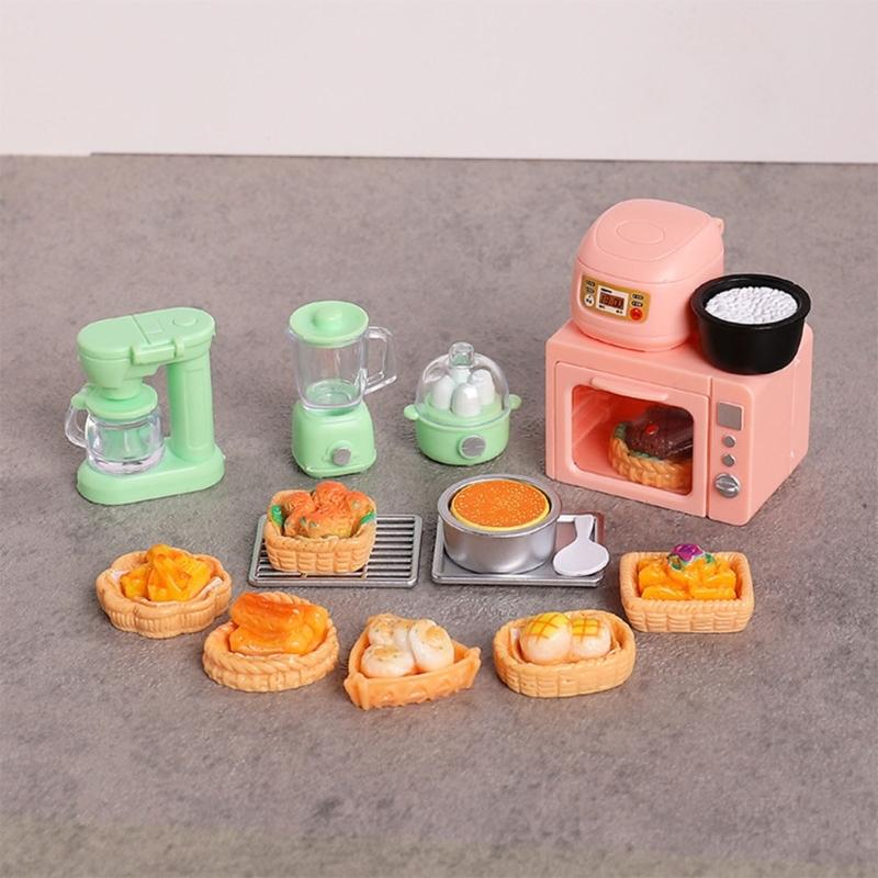 Realistic Miniature Oven Electric Cooker Kitchen Scene Set For Doll House Role Play Educational Toy Children Play Food