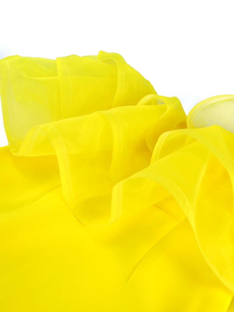 AOMEI Off Shoulder Party Dresses Yellow Sheer Tulle Ruffles Sexy Bodycon Mini Evening Cocktail Gowns for Women