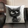 Whimsical Cat Art Cushion Cover Natural Linen Organic Fabric DoubleSided Printing Sofa Home Decor Gift Pillow Case