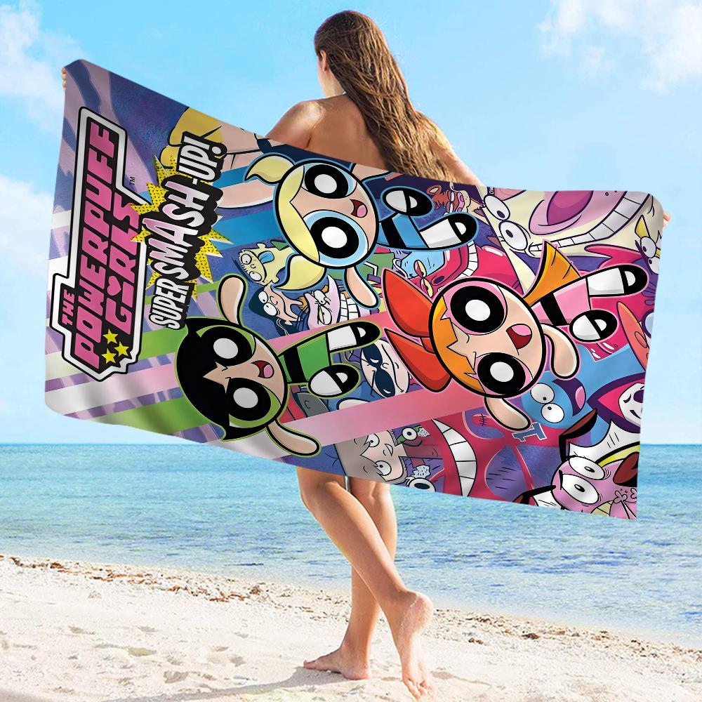 Klassisches Cartoon T-The Powerpuff Girls Cartoon Strandtuch Süße Kawaii Zimmerdeko Bad Kinder Handtücher Für Badezimmer Dusche