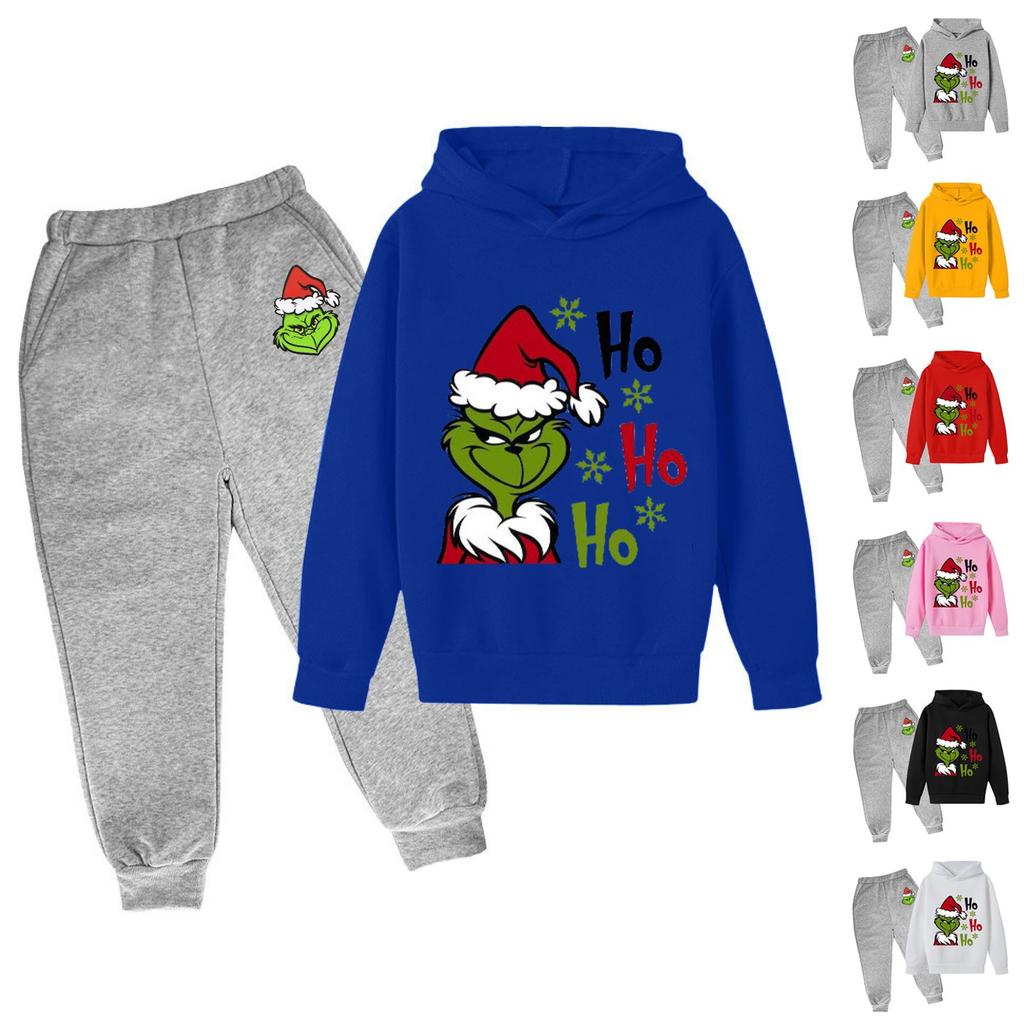 Children's Hooded Athletic Tracksuit Unisex Two-Piece Running Clothing Long Sleeve Pullover Hoodie Sweatshirt + Track Pants Set