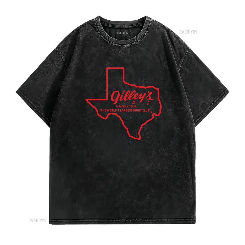 Gilleys Club Texas Retro T Shirt Vintage Washed Graphic Soft Top For Everyday Wear Stylish Streetwear Casual Fashion Vintage