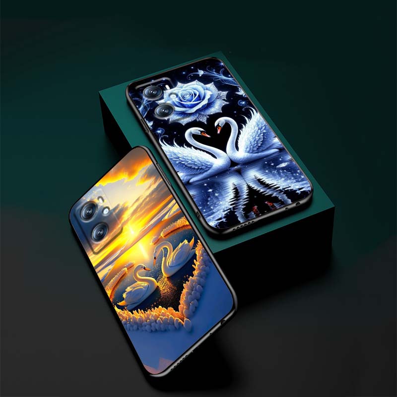 Cartoon Anime Entenmuster Handyhülle Für OPPO Reno 5 6 7 A96 A40 A58 Realme GT A74 A78 Neo2 A74 A78 Find X5 X3 X7 X8 Schwarz