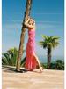 2023 Spring/Summer Backless Spaghetti Strap U-Neck Off-Shoulder Wavy Bodycon Side Slit Maxi Dress