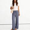 Wide Leg Pants For Women Flowy  Drawstring Elastic Waist Trousers With Pockets Summer Beach Vacation Clothes