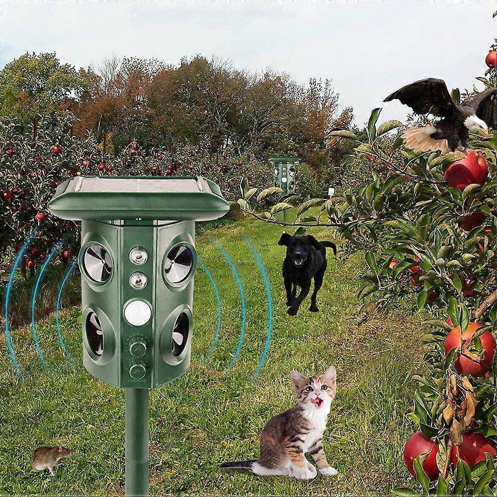 Animal Repeller Solar Powered Outdoor Animal Repeller Motion Activated with USB Charge for Detecting Dogs Cats Raccoons Skunks