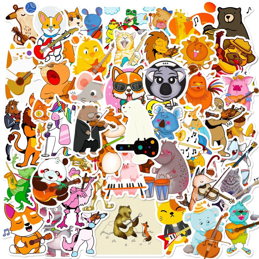 50 Tier-Konzert-Sticker Selbstklebende Cartoon-Tiere Kindergarten Belohnungs-Sticker
