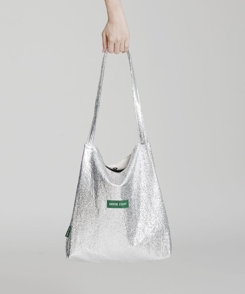 Green Stuff Effortlessly Boxy Shopper Bag 53 Sunlight Texture - Silver