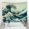 Japanese Kanagawa Big Wave Tapestry Psychedelic Tapestry Teen Indie Room Decor Macrame Wall Hanging Large Fabric Wall Tapestry