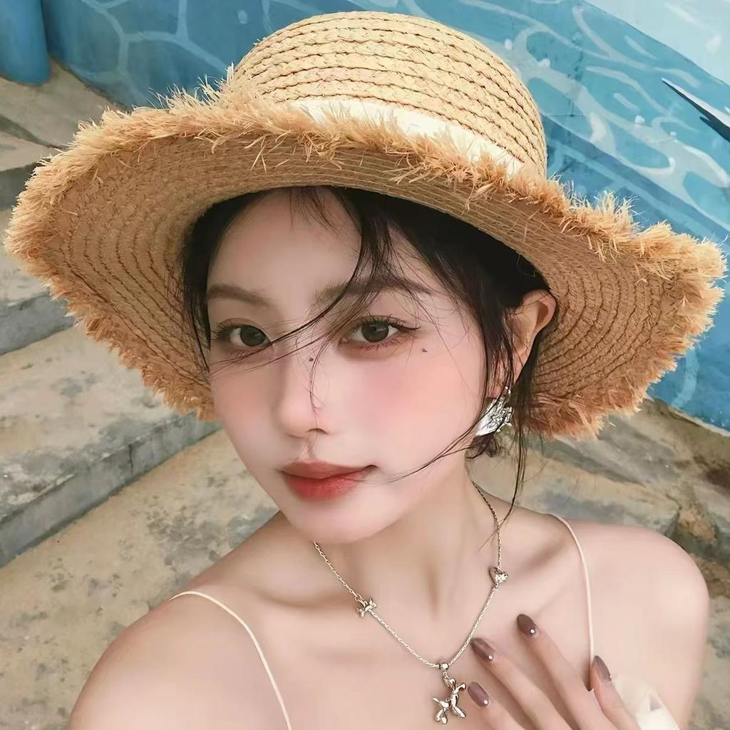 Lafite French big-brimmed beach hat seaside vacation sunscreen hat new hollow design sunshade straw hat women
