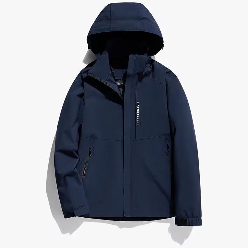 Men's Waterproof Windproof Hooded Jacket - Casual Spring/Autumn Plus Size Outdoor & Mountaineering Coat