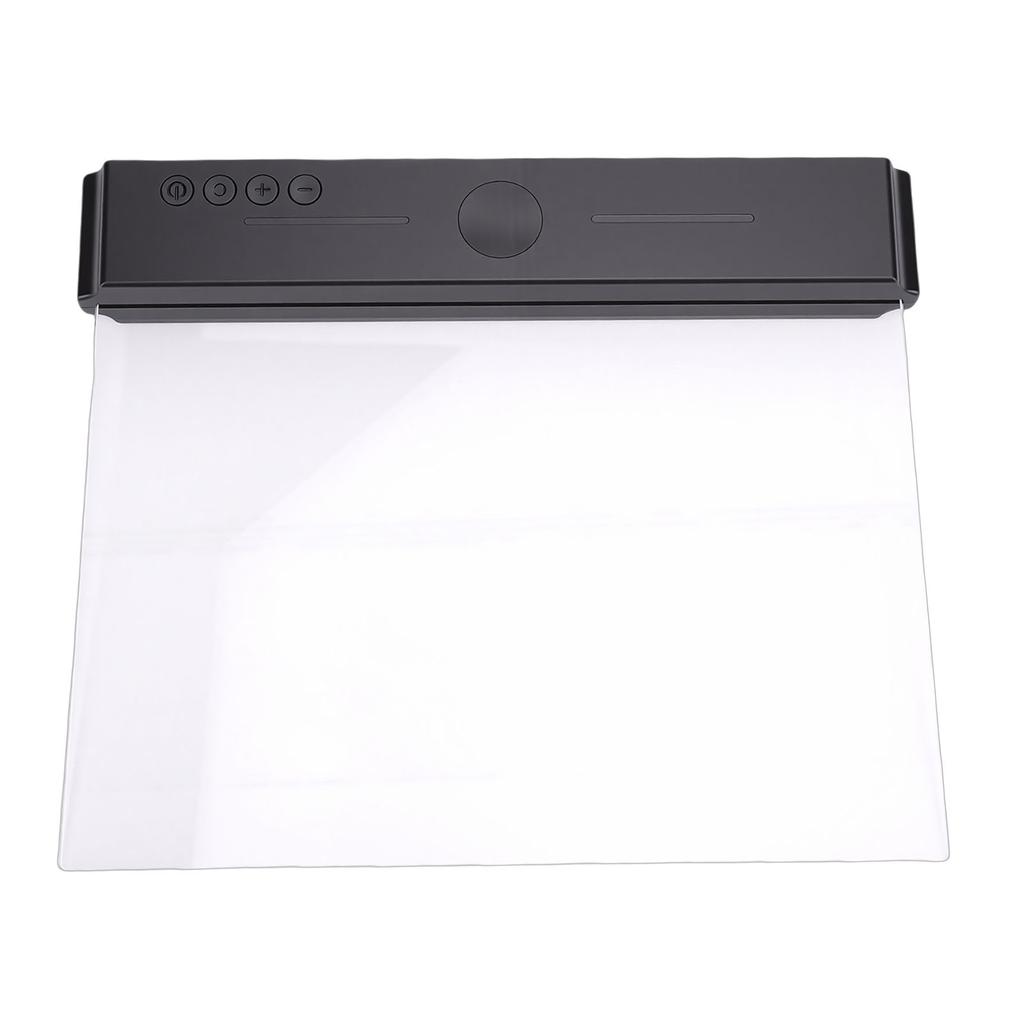 LED Book Light Transparent Panel Flat Reading Lamp with 3 Colors Dimmable and Timer Full Page Illumination Black Base