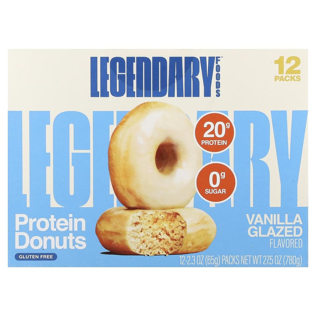 Legendary Foods Protein Donuts, Vanilla Glazed, 12 Pack, 65g (2.3oz) Each