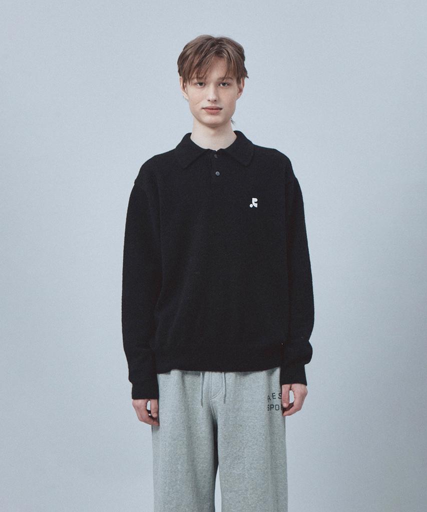 REST&RECREATION Wool Polo Knit Top - Black