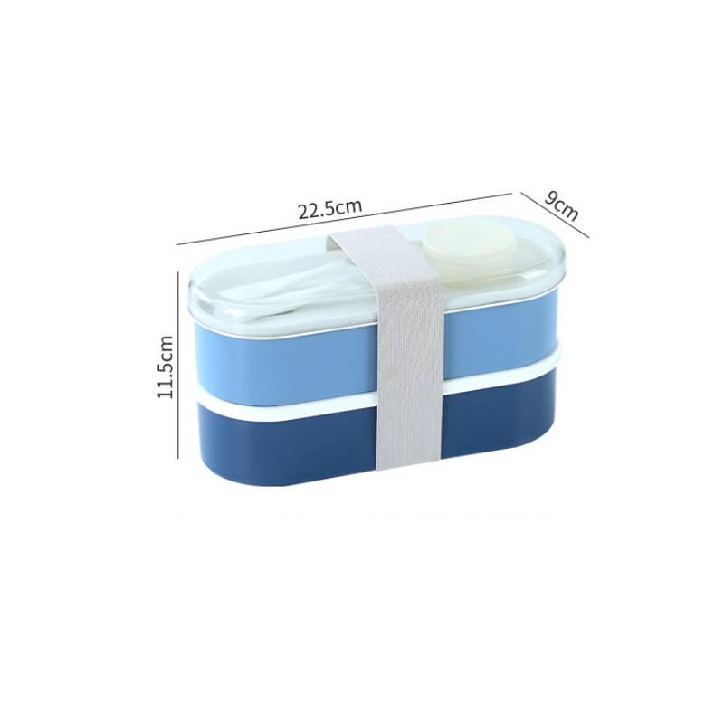 Doppellagige tragbare Lunchbox mit Gabel und Löffel Mikrowellen-Bento-Boxen Geschirrset Lebensmittelaufbewahrungsbehälter