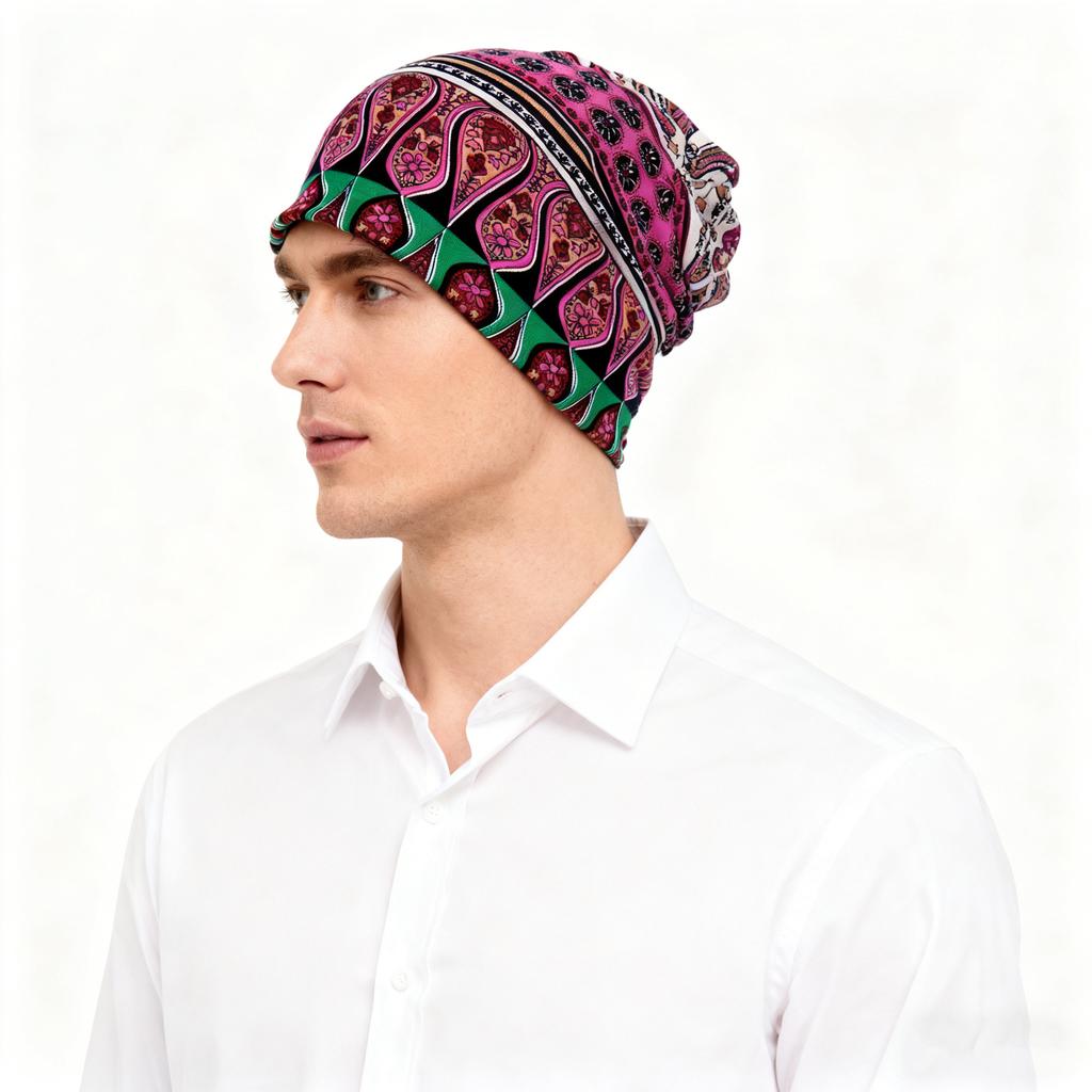 Autumn and winter couple hat Unisexs diamond pattern woUnisexs pile hat cover head hat scarf dualuse