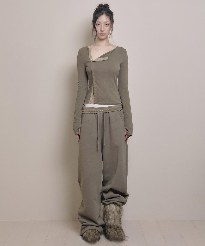 AWOSWEIB Open Snap Slim Longsleeve - Khaki Brown