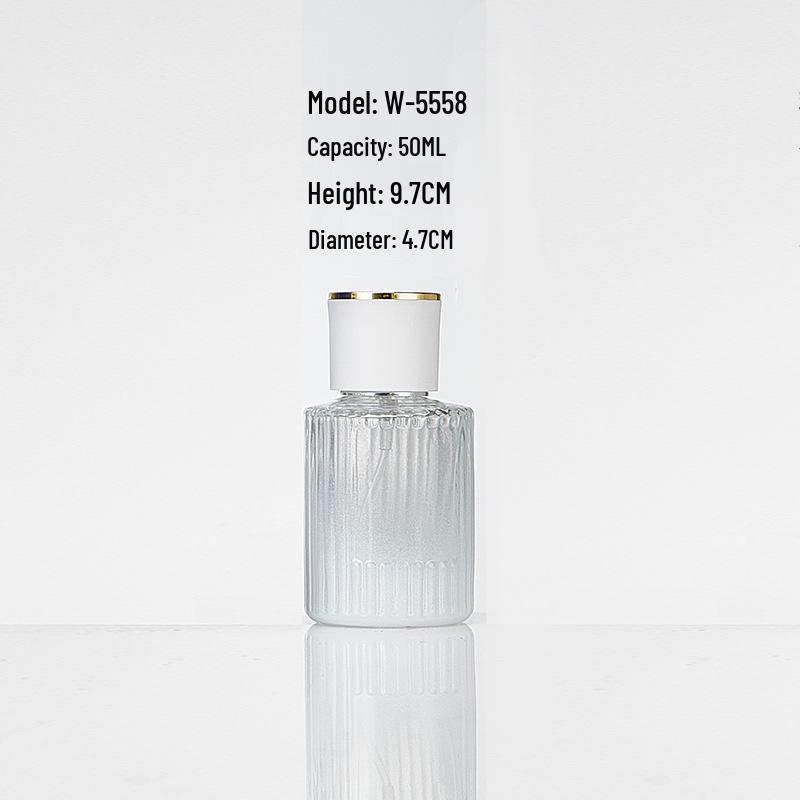 Vertical Gradient Stripe Glass Perfume Bottle - Aesthetic Spray Decanter for Essential Oils and Cosmetics