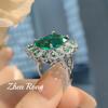 Simulation Royal Blue Treasure Pendant Necklace Earrings Set Emerald Women'S Stud Earrings Zircon Ring