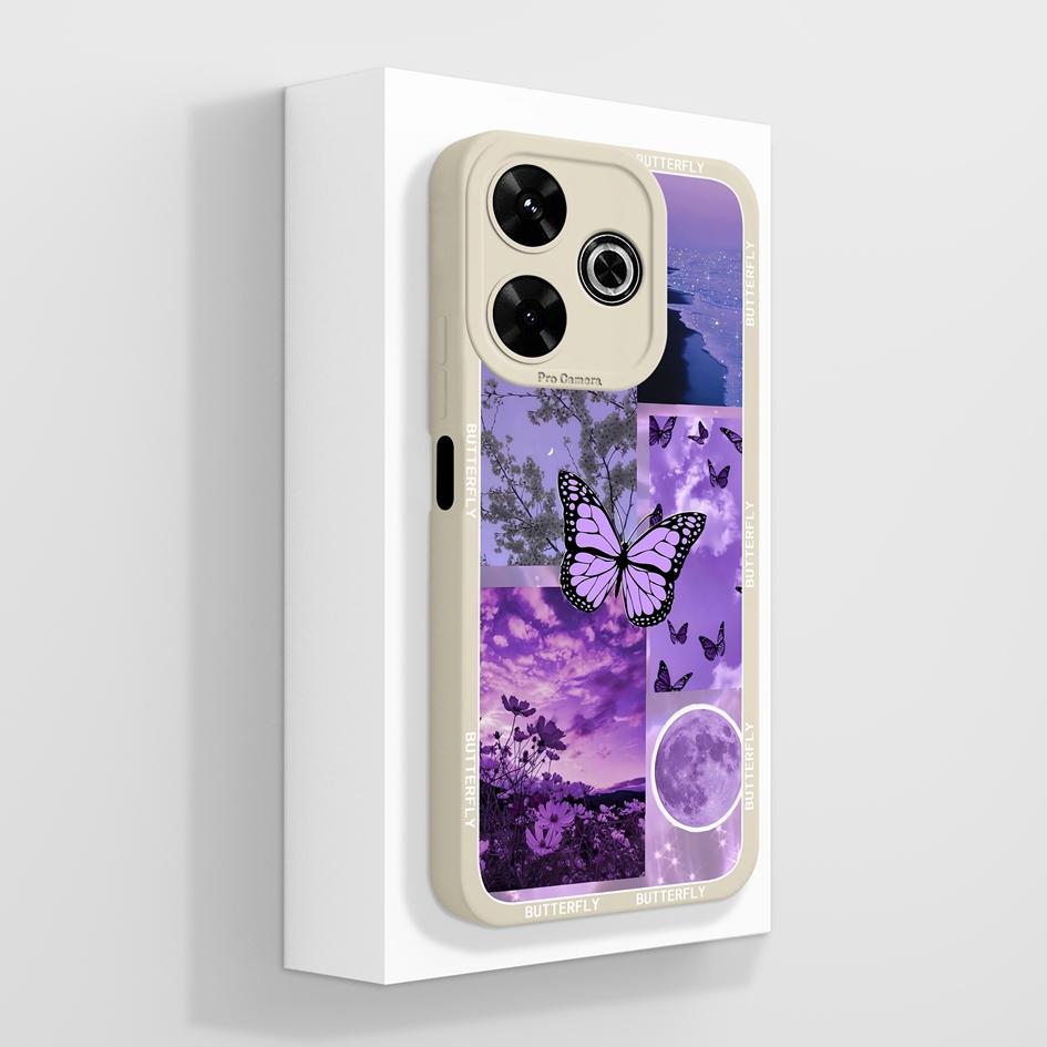 Pentru Redmi 12 13 14 13C 13R 14C 14R 4G 5G Huse Huse Flori cool Estetică Fluture Protecție pentru cameră Silicon lichid moale Potrivit pentru bara de protecție Redmi