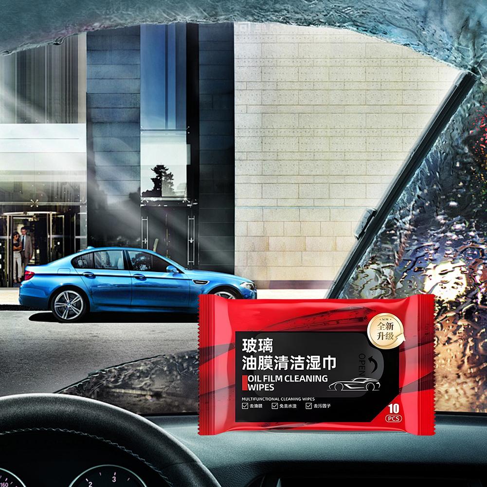 10Pcs Car Glass Oil Film Removal Wipes Oil Film Cleaning Wipes Glass Windshield Cleaning Wipes Car Oil Stain Cleaner