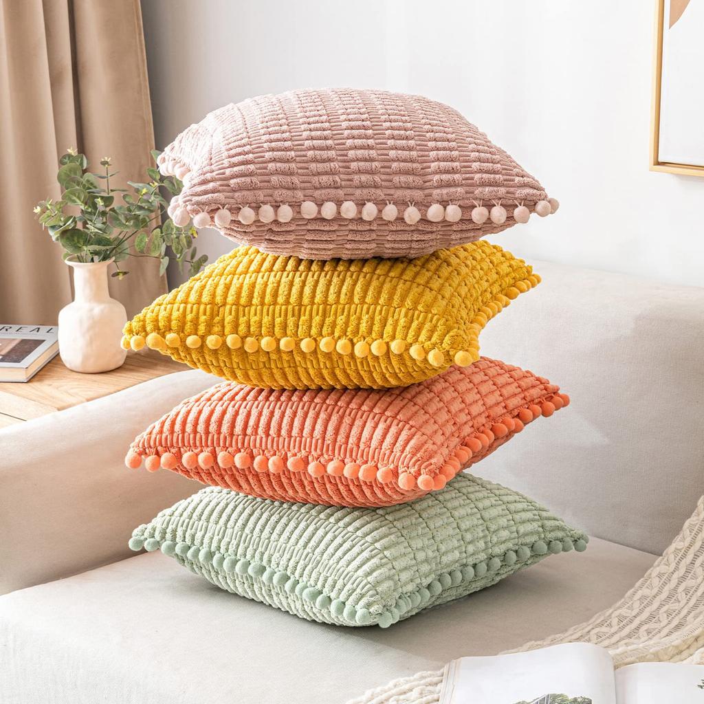 Pelzkugel Kissen Einfarbig Plüsch Kissenbezug Cord Büro Kissen Sofakissen Heimdekoration