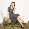 V-neck floral fashionable age reducing dress
