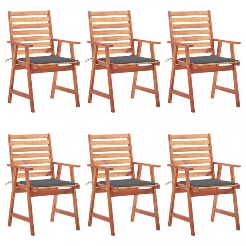 Día y Noche - Día y Noche Sillas comedor de jardín y cojines 6 uds madera maciza acacia