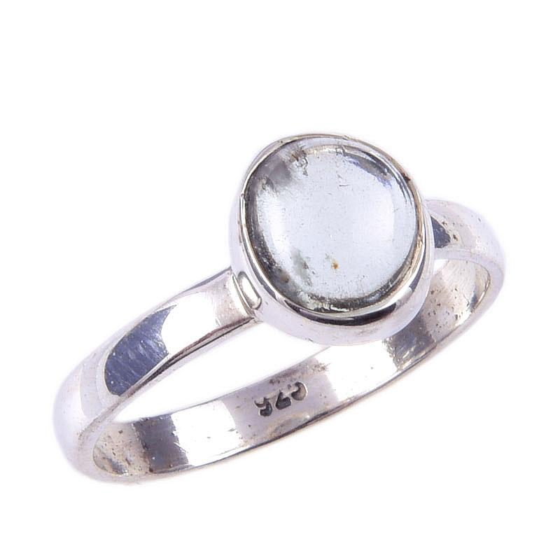 Natural Aquamarine Gemstone Handmade 925 Solid Sterling Silver Ring Size 6 B9J14