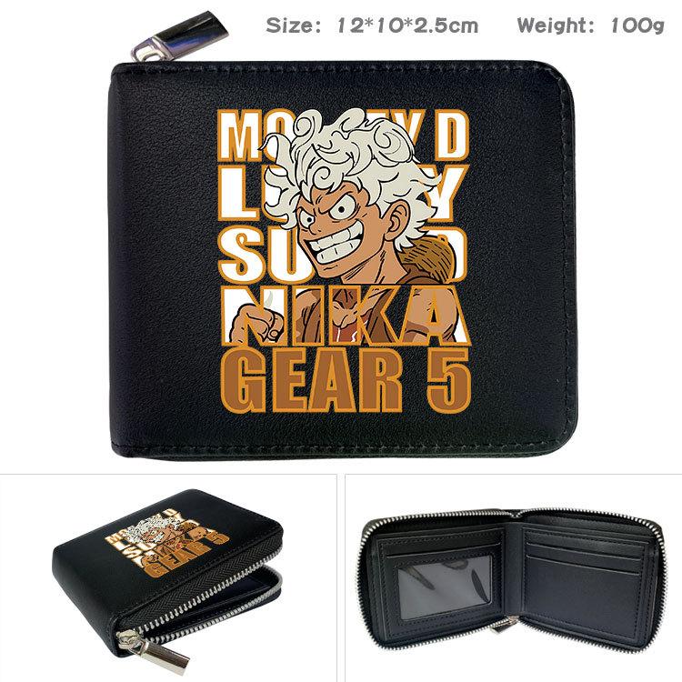 One Piece Anime Reißverschluss PU Geldbörse Luffy Aufdruck Kurzes Münzfach Kartenhalter
