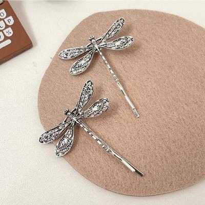2Pcs/Set Fashion Vintage Dragonfly Barrettes Hairpin Hair Clips For Women Girls Headwear Bangs Side Hair Accessories Decorations