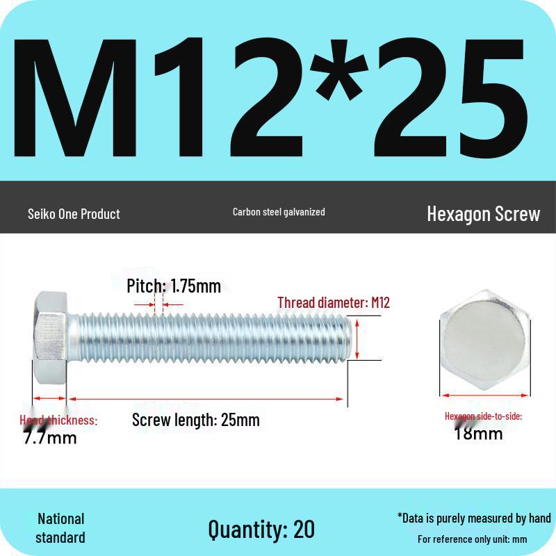 8.8 Grade Galvanized Hex Head Bolt, High-Strength M4-M30