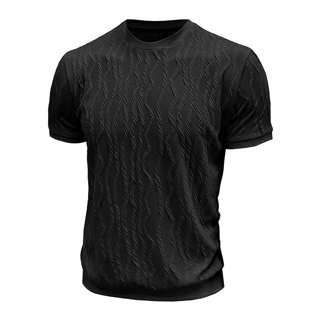 Men's Summer Casual Short Sleeve T-shirt Round Neck Knitted Shirt