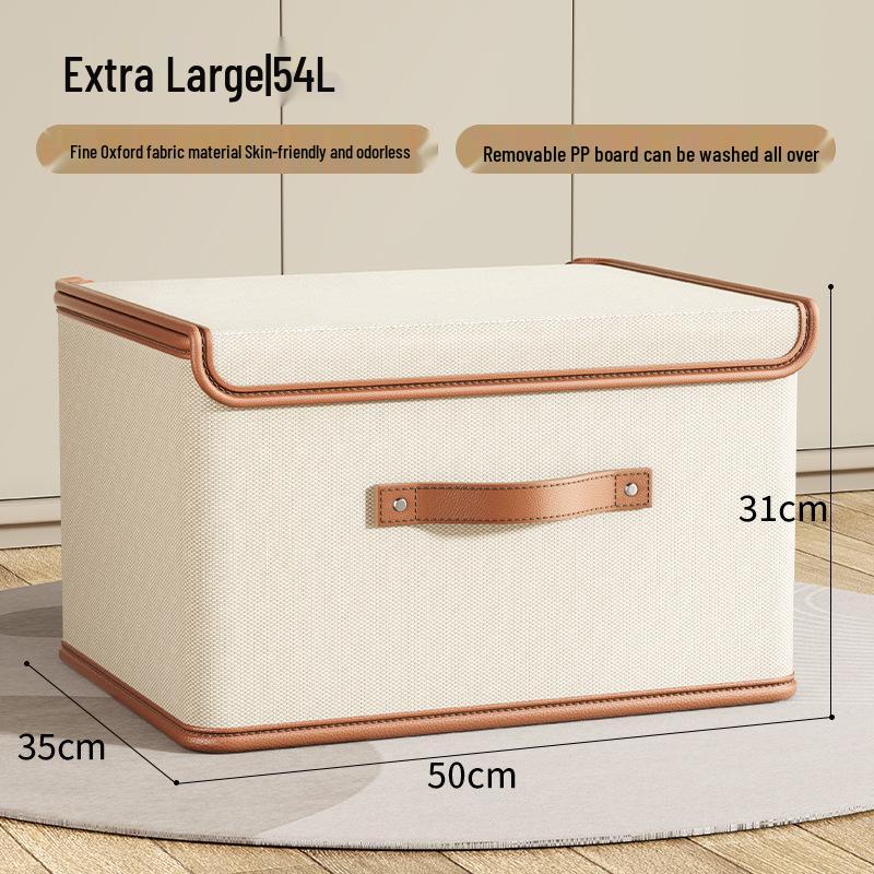 Oxford Cloth Large Flip-Top Storage Box with Lid for Clothes and Household Organizing