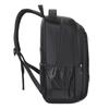 Einfarbiger Rucksack mit mehreren Reißverschlusstaschen und seitlichen Netztaschen, ideal für Schule und Reisen